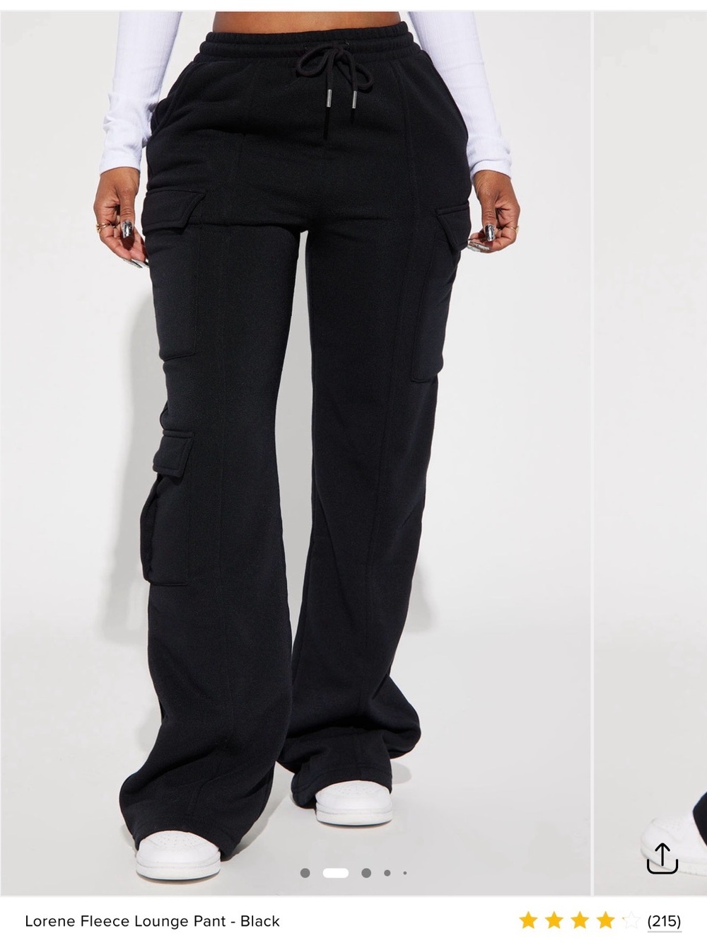 Fashion Nova Black Cargo Fleece Joggers